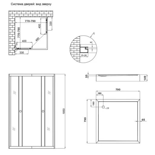 Набор Lidz Душевая кабина Wawel SC80x80.SAT.LOW.FR, квадратная, стекло Frost 4 мм + Душевой поддон Kapielka ST80x80x14 - фото 12