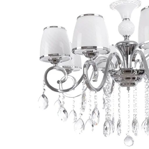 Люстра підвісна Brille кришталева з абажуром E14 40W CH (BCL-384S/8) - фото 2