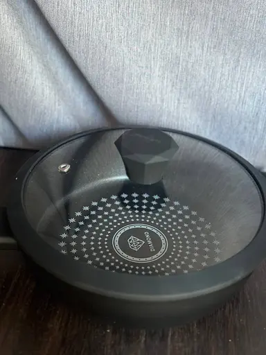 Глубокая сковорода с крышкой Benson BN-449 ⌀ 26см 3,1л алмазное антипригарное покрытие Черная - фото 3