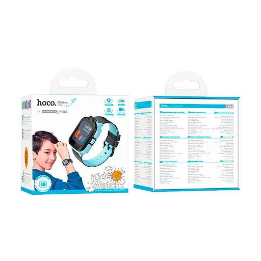 Дитячий смарт годинник Hoco Y104, 4G GPS Wi-Fi HD камера 1.69" HD-дисплей Blue Box - фото 4