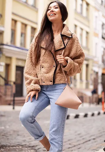 Шкіряна жіноча сумка-косметичка Піраміда світло-бежева - фото 6