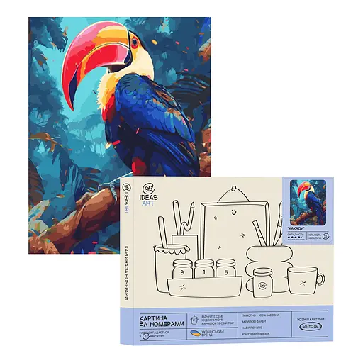 Набор для росписи по номерам "Какада" 40*50 см, IDEA2-GX47438, ТМ "99IDEAS"