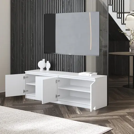 Тумба під телевізор Vays у вітальню, сучасна з полицями, без ручок R-31 Венге Темний - фото 2