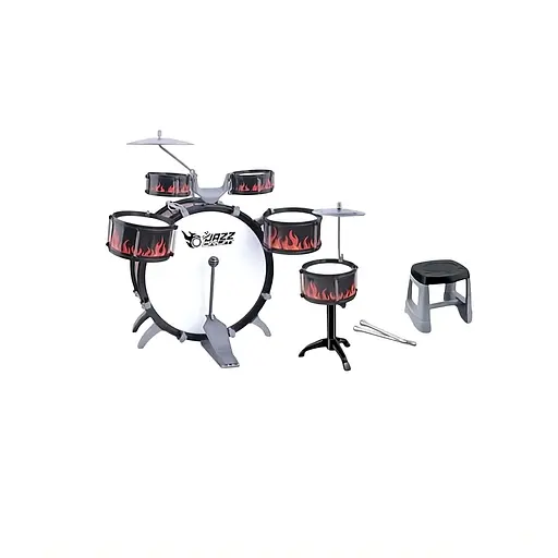 Дитяча барабанна установка L651 з 5 барабанами, педаллю, тарілками, паличками та стільчиком