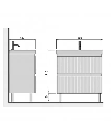 Тумба Мойдодир Fluffy 80-U з умивальником Vivace 80 Білий матовий - фото 8