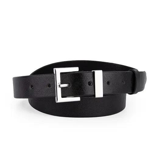 Ремінь жіночий шкіряний JK-3023 black silver-2 чорний (105 см) - фото 1