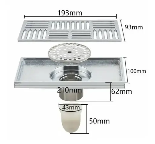 Душевой трап Gappo 100х200 мм, хром G82050 - фото 4