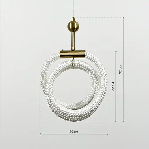 Латунний підвіс із трьома завитками обплетеного неону 33 Вт | Арт. MJ 201-400 AB | Line F - фото 4