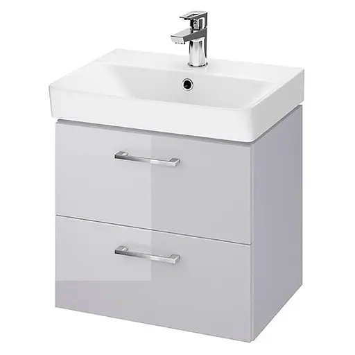 Тумба для ванної кімнати Cersanit Lara cet В383 з раковиною Mille Slim 50 см Сірий S801-355 30412 - фото 1