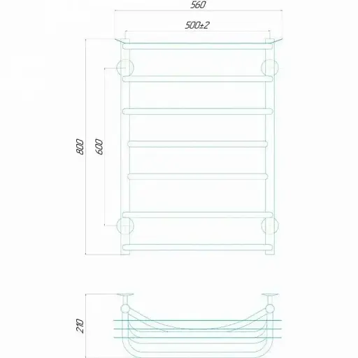 Рушникосушка водяна Deffi Юність П7 500х800 мм нижнє підкл. Чорний - фото 2