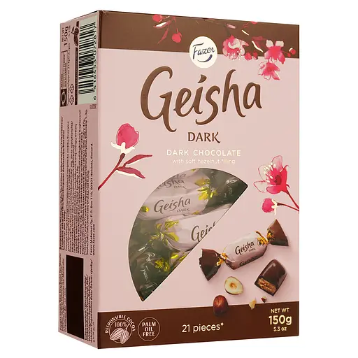 Конфеты Fazer Geisha черный шоколад с тертым орехом 150 г