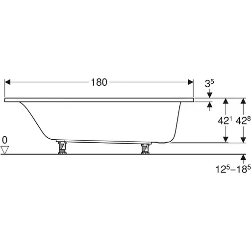 Ванна акриловая Gebert Selnova 180x80 554.286.01.1 + ножки Белый - фото 3