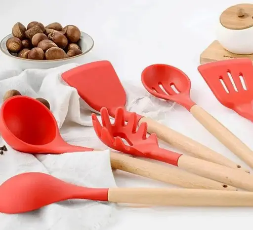 Набір кухонного приладдя Edenberg Silicone kitchen utensils set 12 предметів Червоний - фото 6