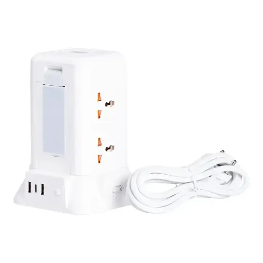 Сетевой фильтр-удлинитель Yiwu HP-5-3MF TOWER B22 4,8 м 6 розеток 3USB+1PD и LED-лампа белый  - фото 4