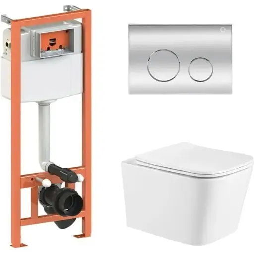 Набір Q-tap Nest 4 в 1 підвісний унітаз Crow Ultra Quiet 490x360x290 + комплект інсталяції QT05335171W45129 - фото 1