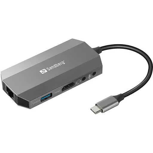 Док-станція USB3.1 Type-C --> HDMI/USB 3.0x2/RJ45/SD/TF/PD 100W 6in1 Sandberg