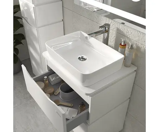 Тумба підвісна Sanwerk Алесса Air 60 Білий з Топ панеллю та умивальником Rapid 50x35 (MV0000899) Білий - фото 3