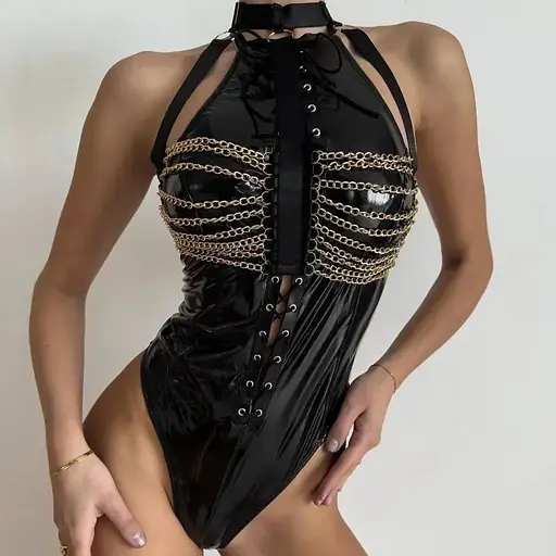 Латексний боді. Еротична білизна. БДСМ одяг. Сексуальний комплект. Розмір S/M - фото 1