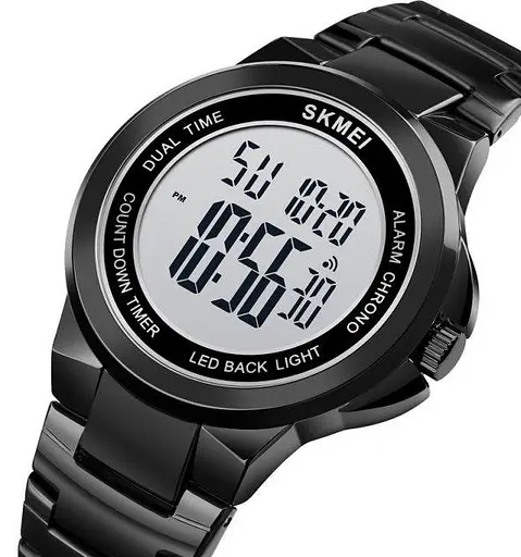 Чоловічий наручний годинник Skmei 1712 Чорний з білим циферблатом - фото 2