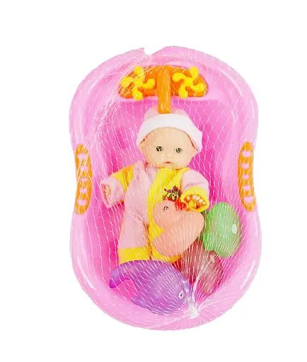 Пупс з ванною YD 181, 4 пищалки, в сітці (6985536240837) - фото 1