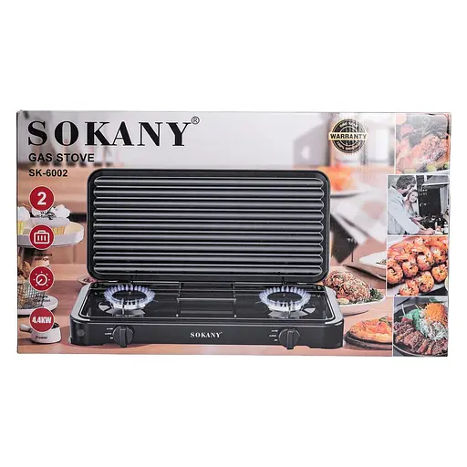 Настільна газова плита Sokany SK-6002B 2 конфорки 4.4 кВт під балонний газ для Чорний - фото 8