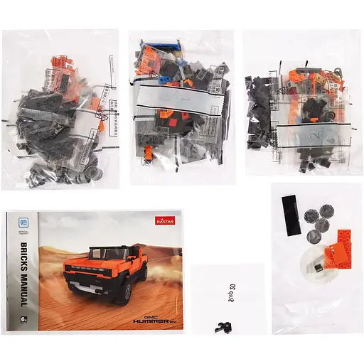 Машинка-конструктор Rastar Bricks Hummer EV 1:30 оранжевый - фото 7