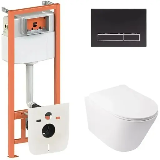 Набір Q-tap Nest 4 в 1 підвісний унітаз Swan Ultra Quiet 485x360x320 + комплект інсталяції QT16335179W45153 - фото 1