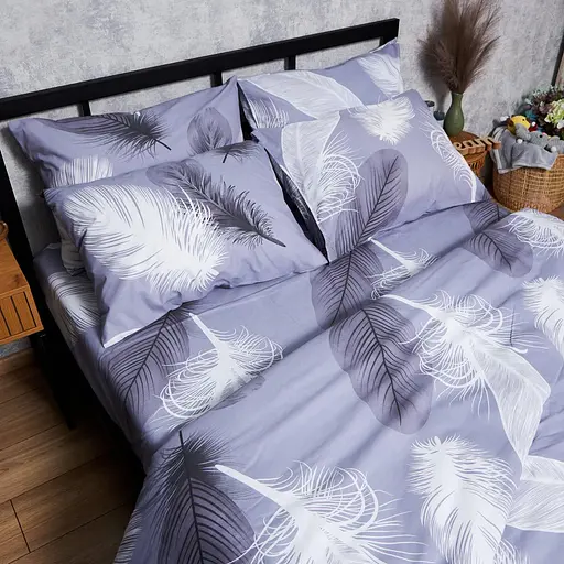 Комплект постільної білизни Moon&Star Бязь Gold Люкс Soft Plumes Полуторний Євро 160х220 наволочки 2х40х60 - фото 7