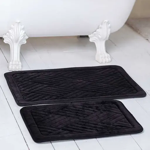 Набір килимків для ванної /туалету фланелевий Lovely Svi 2шт: 50 x 80 см + 40 x 60 x 1.5 см Чорний  (191025)