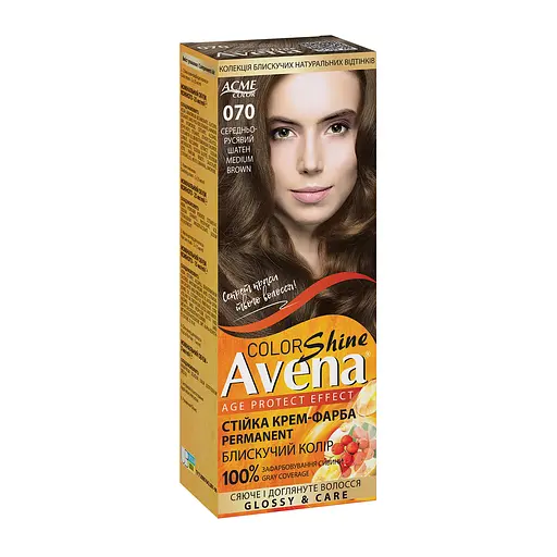 Устойчивая крем-краска для волос Acme Avena Shine Color №070 Средне-русый шатен - фото 1