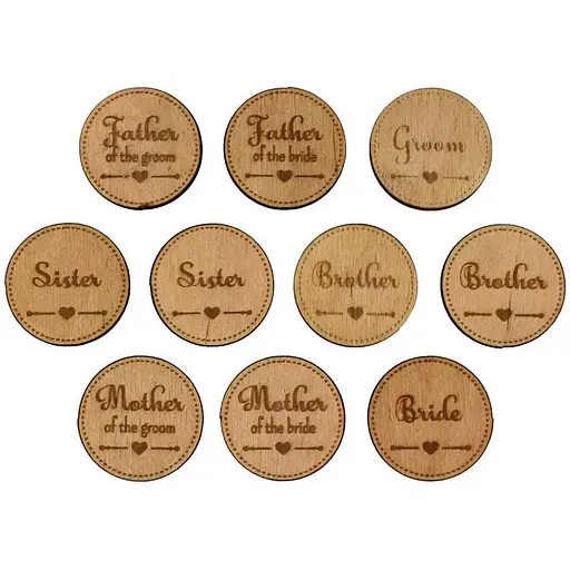 Заготовки значки Rosa Talent Wedding фанера 4 см 10 шт