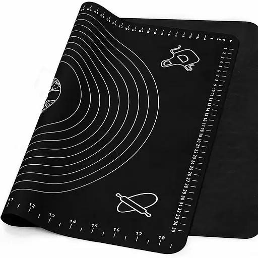 Силиконовый кондитерский коврик для раскатки теста 45х64 см Черный 88292 - фото 2