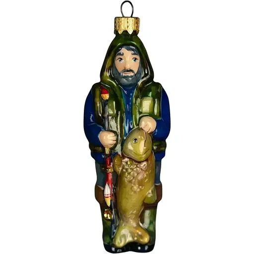 Ялинкова прикраса Різдвяні історії Рибак з трофеєм скло (4820001064322)