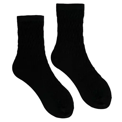 Носки женские "Гипюр" из индийского хлопка черные 213074 - фото 1