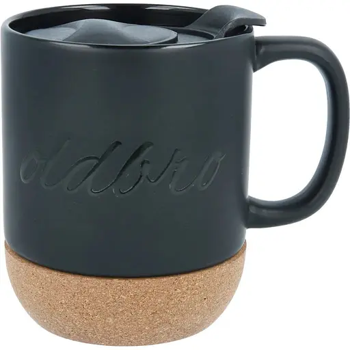 Керамічний кавовий кухоль OldBro blackingBlack 414 мл з корковим дном і кришкою - фото 1