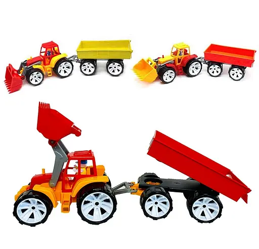 Трактор ковш + прицеп - цветной 007/10 BAMSIC, в сетке (4820123764421) Микс - фото 1