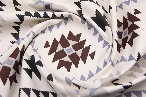 Тканина з тефлоновим просоченням з принтом Геометрія коричнева (від 1 м) Білий - фото 2