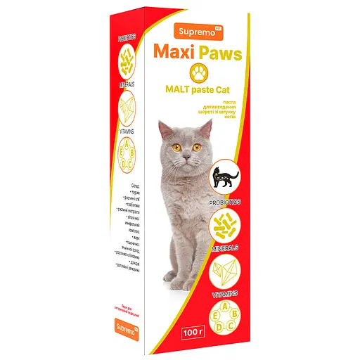 Фитопаста Supremo Maxi Paws для вывода шерсти кошек 100 г - фото 1