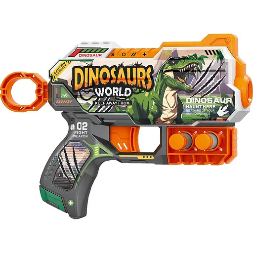 Игрушечный детский пистолет мех. с мягкими патронами (6 шт.) (Мир Динозавров) (20 х 13.5см) - фото 1