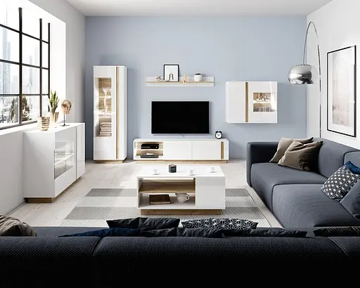 Тумба під телевізор Perfect Home Арко / Arco 2-дверна 2D/187 Білий глянець/дуб грандсон (PFH-091037) - фото 5