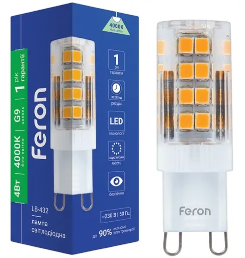 Лампа свiтлодiодна Feron LB-432 230V 4W G9 4000K 350m (25770)