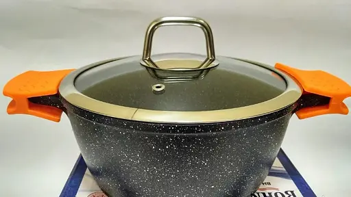 Каструля Bohmann BH 7350-26 MRB 5л з подвійним дном антипригарне мармур-граніт покриття з кришкою - фото 4