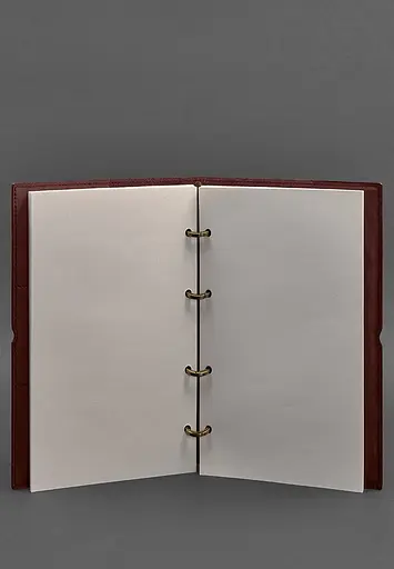 Кожаный блокнот А4 на кольцах (Софт-бук) 9.0 в мягкой обложке красный - фото 4