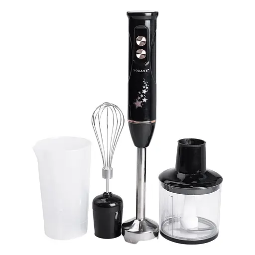 Блендер ручний занурювальний Sokany SK-02012B 4 в 1 600 Вт з віночком подрібнювачем Чорний