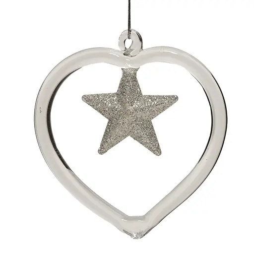 Елочное украшение "Стеклянное сердце со звездой" Ø8,5*9 см, YQ1461643