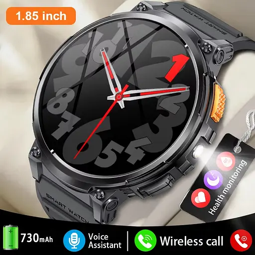 Тактичні смарт годинник з ліхтариком LEMFO K66 силіконовий ремінець Black Black (18359) - фото 9