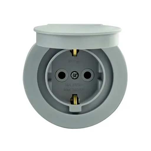 Розетка Ovivo Electric xOne с заземлением и серой крышкой - фото 1