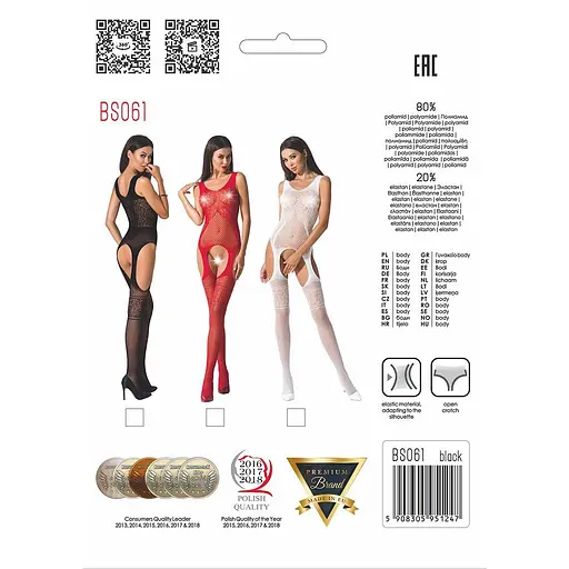 Бодистокинг Passion BS061 комбинезон имитация чулок S/M/L white - фото 5