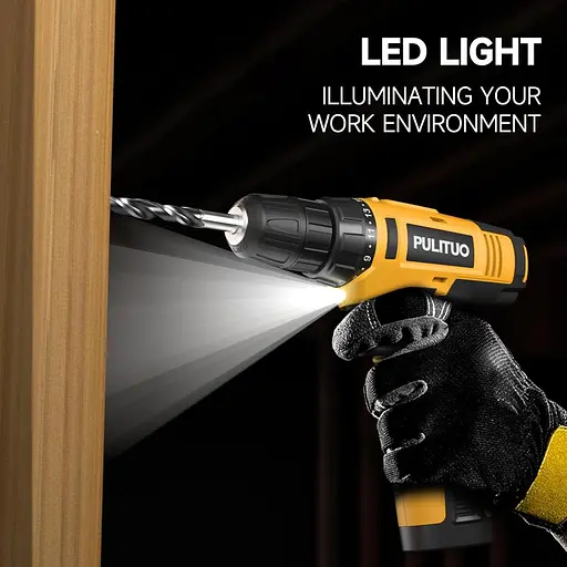 Акумуляторний дриль PULITUO 12 В, потужні набори свердлів з літій-іонною батареєю, 21 + 1 крутний момент, 3/8-дюймовий патрон - фото 5