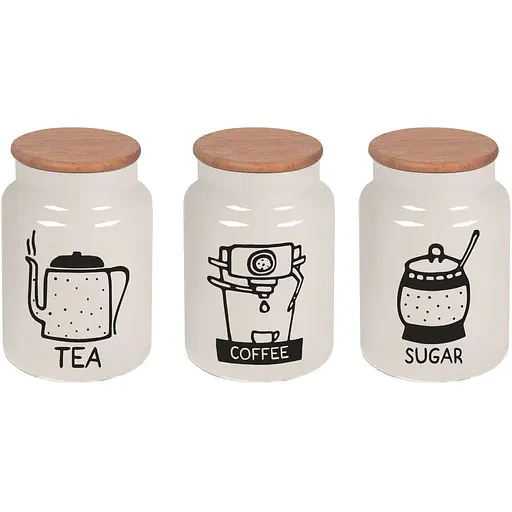 Банка Herevin White-Black Tea-Coffee-Sugar Mix с бамбуковой крышкой 0.890 л в ассортименте (232001-264)